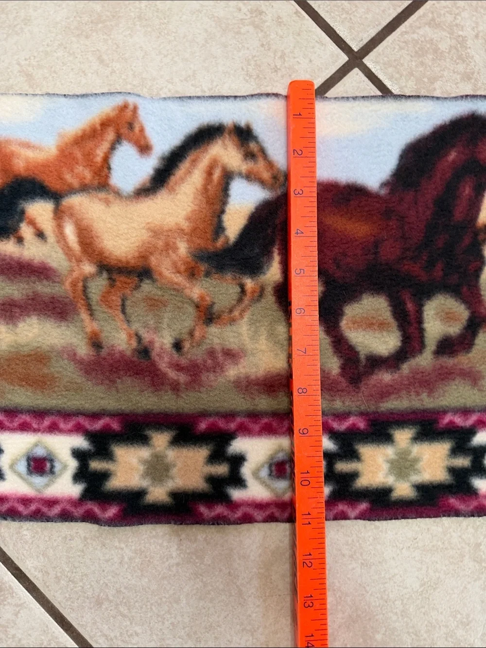 Western Running Horses Fleece Fringe Scarf Southwestern Equestrian